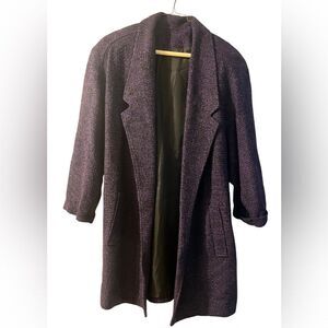 Vintage 1960s Purple & Black Gingham Coat – 100% Silk – Rare